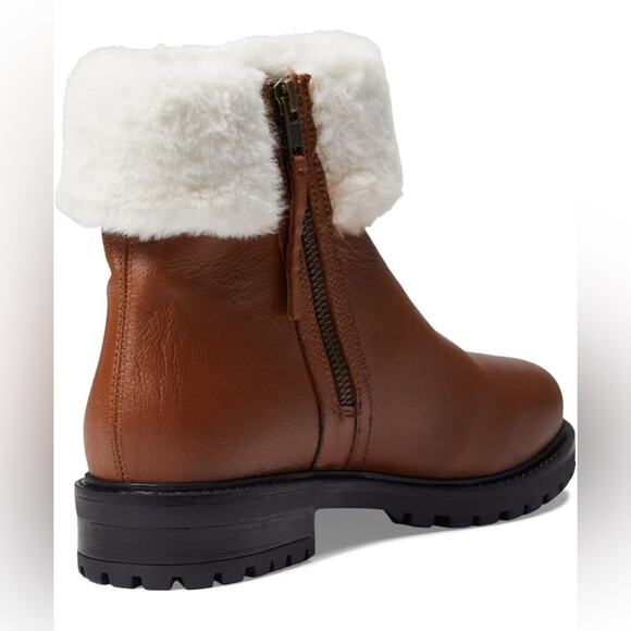 Cougar Kendal Cognac Weatherproof Leather Boots with White Fur Cuff. Size 10 NIB - Picture 10 of 13